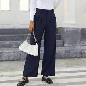 Navy Wide-Leg Women's Pants